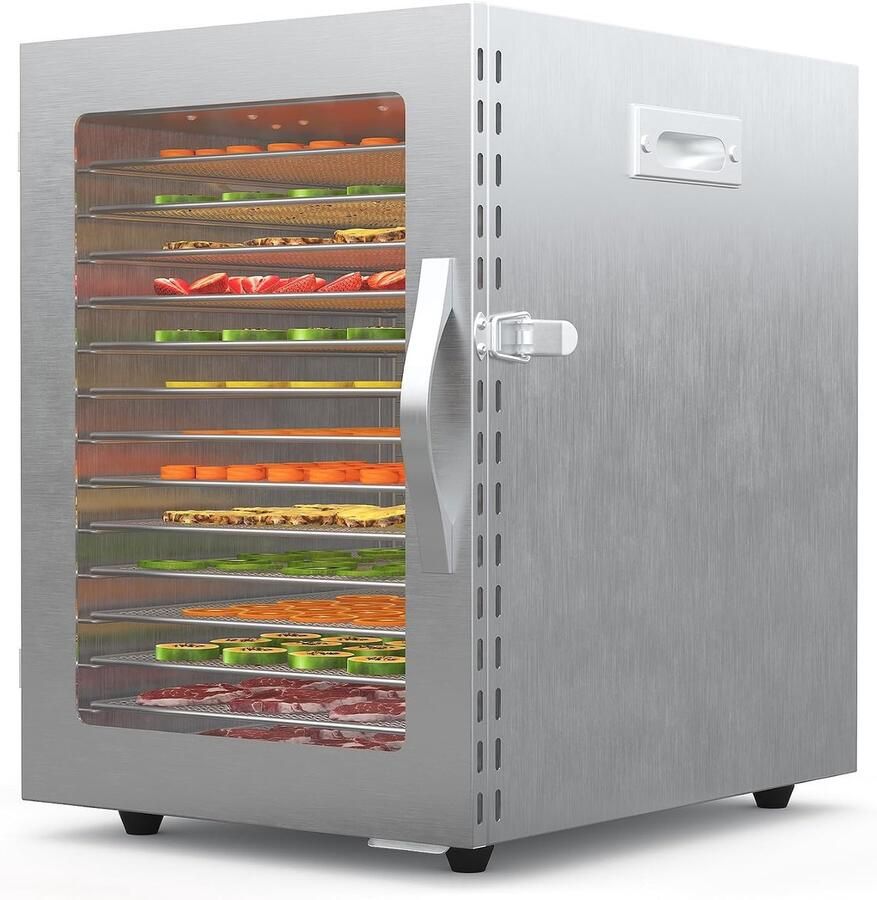Danky RVS Voedseldroger 14 RVS Roosters 1040W Professionele Droogoven voor Fruit Groenten Vlees en Kruiden BPA-vrij Digitaal Display