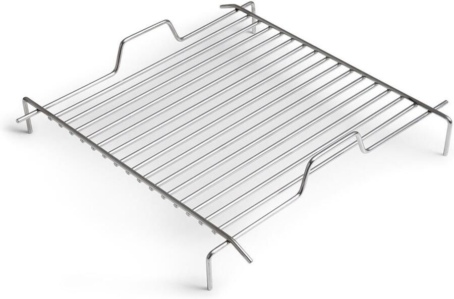 Höfats CUBE Grillrooster verandert de CUBE-vuurkorf in een barbecue in hoogte verstelbaar om de grilltemperatuur te regelen van roestvrij staal