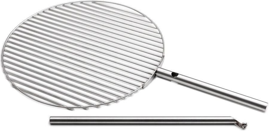 Höfats TRIPLE Grillrooster 55 verandert de TRIPLE-vuurkorf in een barbecue in hoogte verstelbaar en draaibaar van roestvrij staal accessoire voor de TRIPLE-vuurkorf
