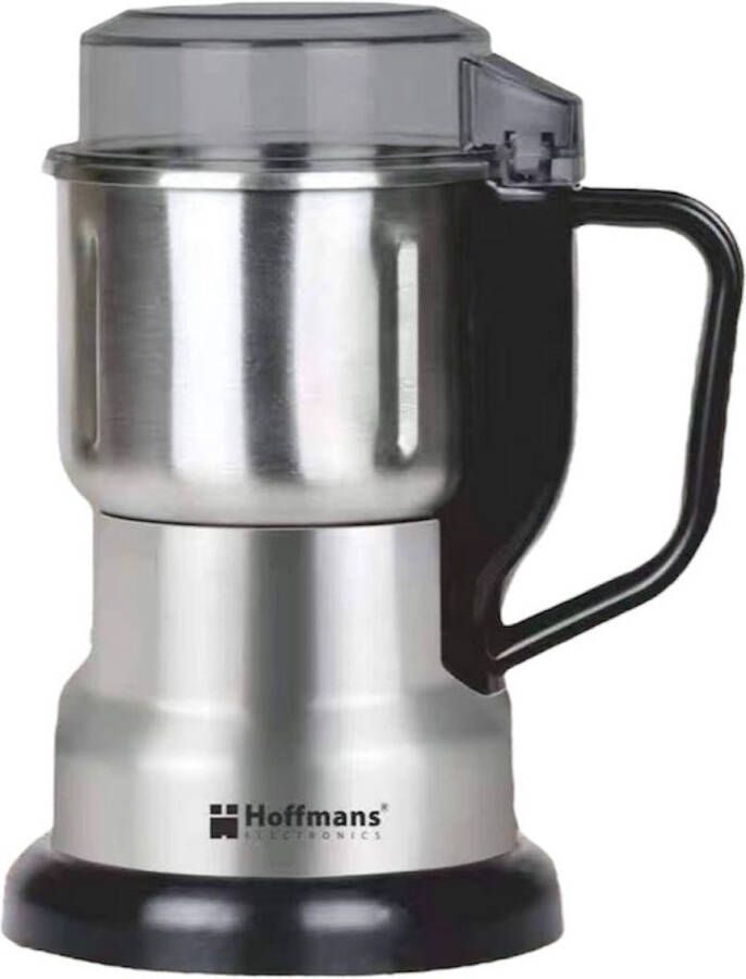 Hoffmans Enkilight Koffiemolen – Elektrische Koffiebonenmaler – 300W – Zilver – Voor Koffie Kruiden Noten & Specerijen – Koffiemolen Espresso – Kruidenmolen – Koffiegrinder