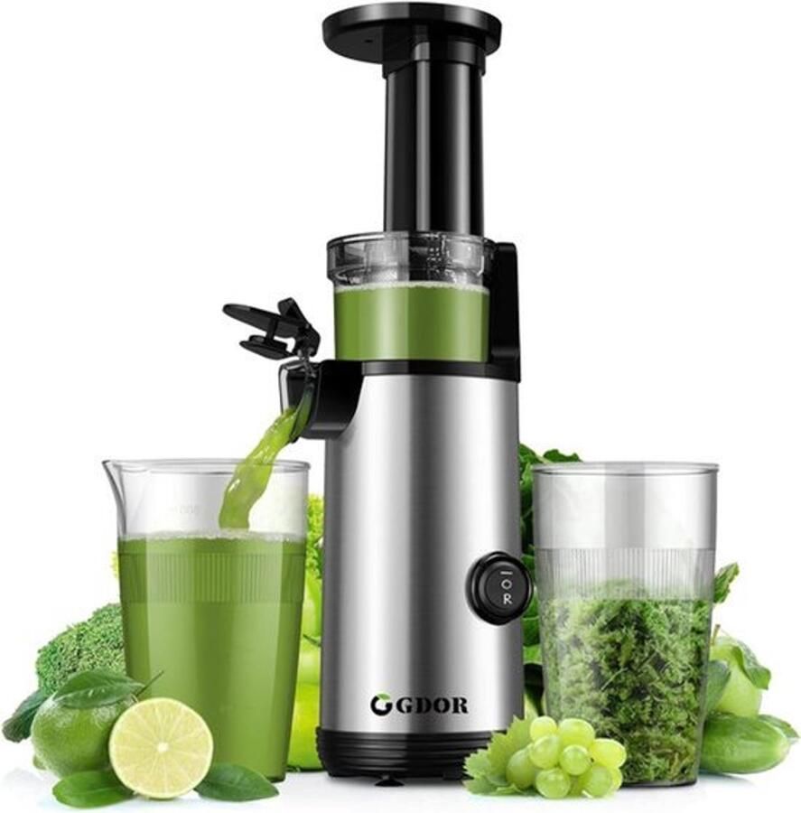 Hoge sapopbrengst Kleine Langzame Juicer Krachtige Juicer Groente en Fruit Gemakkelijk te reinigen Juicer Machine Geluidsarme Koude Juicer 600 ml Borstel Inbegrepen BPA Vrij