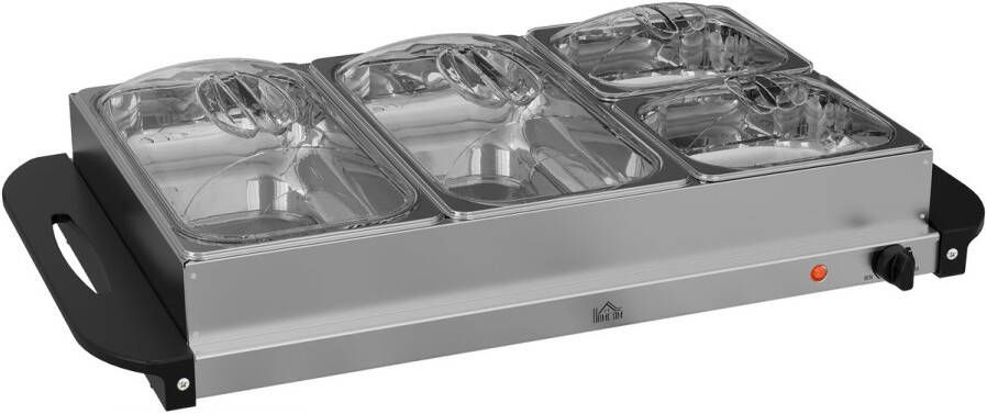 Homcom -Buffetwärmer-Edelstahl-64L x 36 4B x 14H cm-Silber