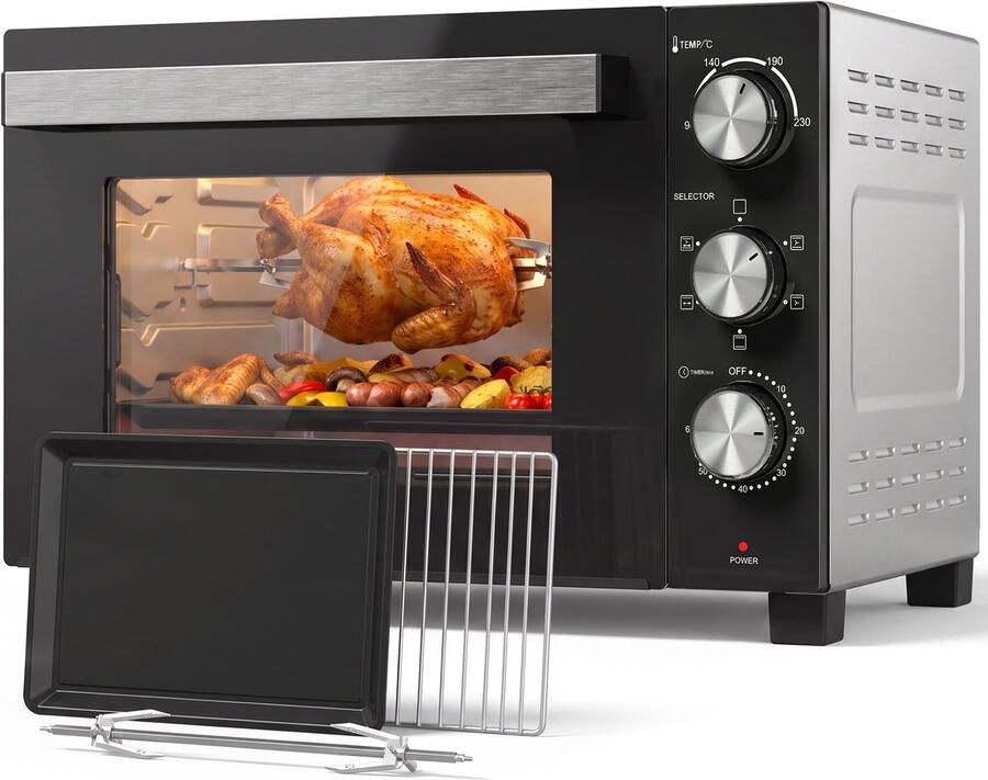Homcom Broodroosteroven ABS-kunststof staal 53 1 x 38 x 35 cm Zilver