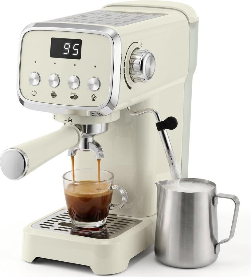 Homcom Coffee Maker-ABS Edelstahl-32L x 17B x 31H cm-Cremeweiß