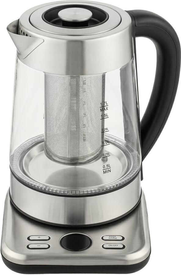 Homcom Elektrische waterkoker 1.7L Snelkookfunctie 2200 W met Strix-thermostaat thee-infuser en warmhoudfunctie