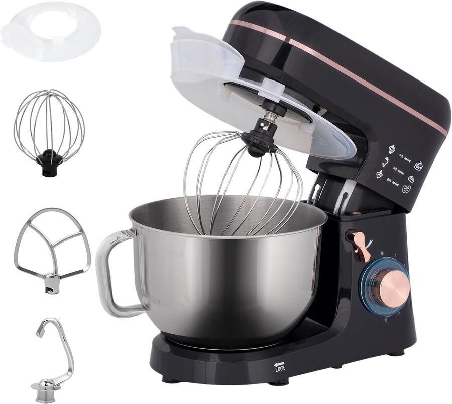 Homcom keukenmixer planetair 1400W Keukenmachine Standmixer Zwart