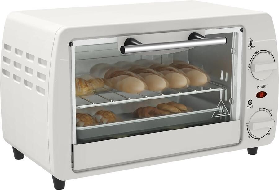 Homcom -Minibackofen-Metall Hartglas-36 5L x 26B x 22H cm-Cremeweiß