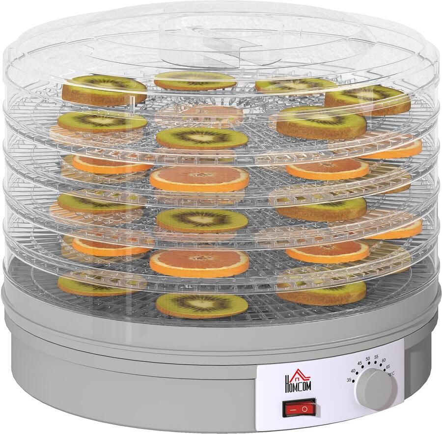 Homcom Voedseldehydrator-ABS-32L x 32B x 27H cm-Grijs