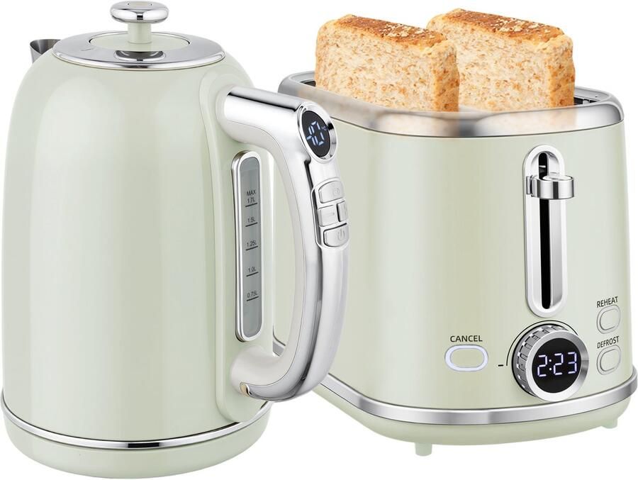 Homcom Waterkoker en broodrooster set Kunststof staal 23 2L x 15 9B x 24 8H cm Grijs