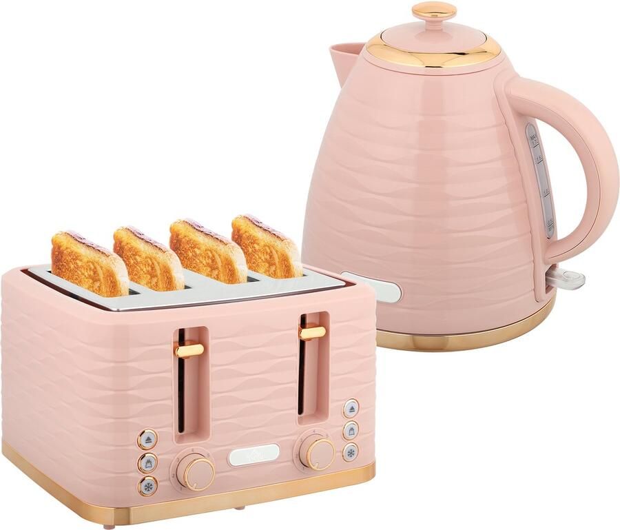 Homcom Waterkoker en Broodrooster Set Kunststof Staal 24 1L x 19 5B x 23 2H cm Roze