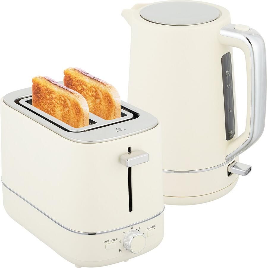 Homcom Waterkoker en Broodrooster Set Staal Kunststof 21 2L x 16B x 24 3H cm Beige