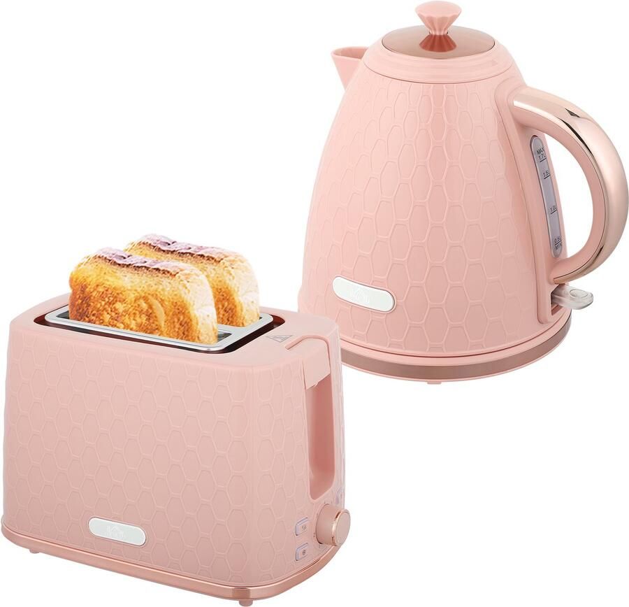 Homcom Waterkoker en Toaster Set-Roestvrij staal-24 2L x 19 5B x 23 4H cm-Roze