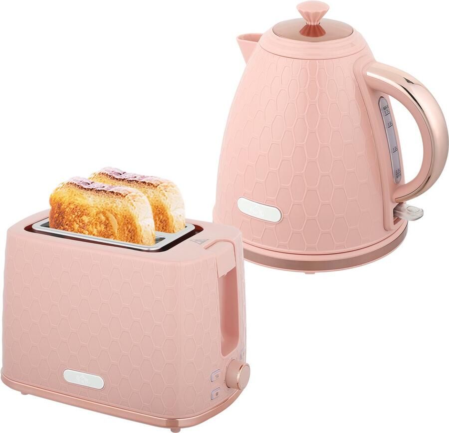 Homcom Waterkoker en Toaster Set-Roestvrij staal-24 2L x 19 5B x 23 4H cm-Roze
