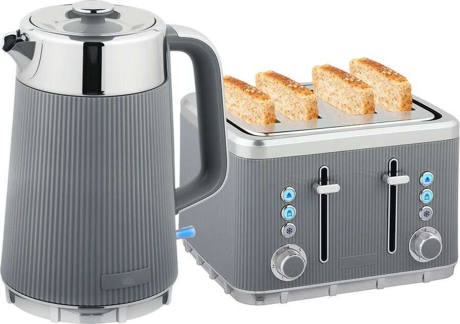 Homcom Waterkoker en Toaster Set-Roestvrij staal Kunststof-21 2L x 15 5B x 25 5H cm-Grijs