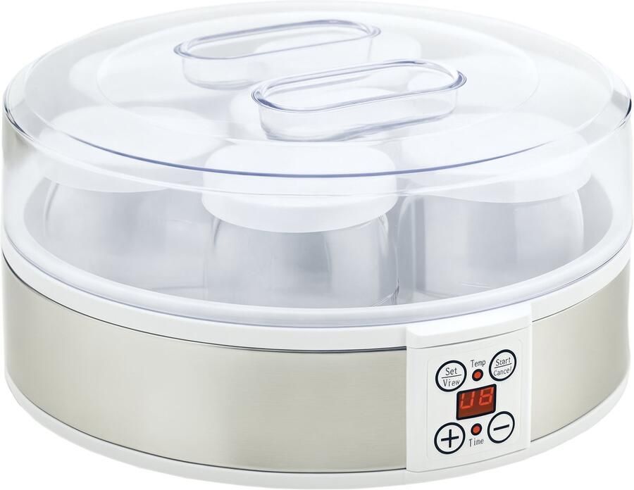 Homcom Yoghurtmaker Roestvrij staal Kunststof 24L x 24B x 13H cm Wit
