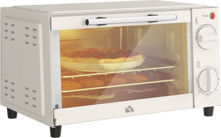 Homcom -Minibackofen-Metall Edelstahl-35L x 24 6B x 20H cm-Cremeweiß
