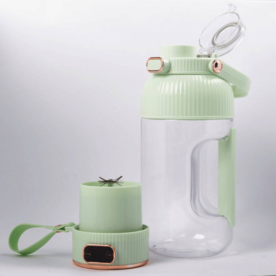 Home & Kitchenware Portable Blender Groen Blend&GO PRO [Sterkte motor] [1 5 L] [Draagbare blender] [Smoothie maker] [10 mesjes] [Draadloze blender] [Blender to go] [Wit Groen] [Mini Blender] [Grote Blender][Portable Juicer]