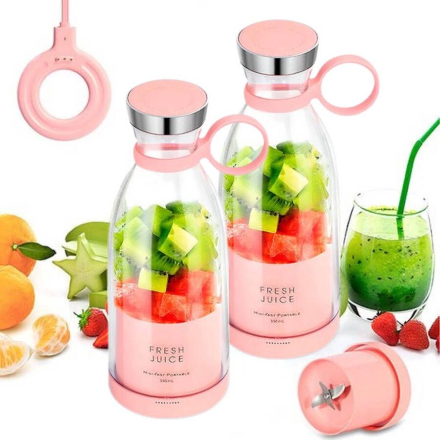 Home & Marker 2 Stuks Blender To Go Draagbare Blender Mini Blender Roze JUCIFY