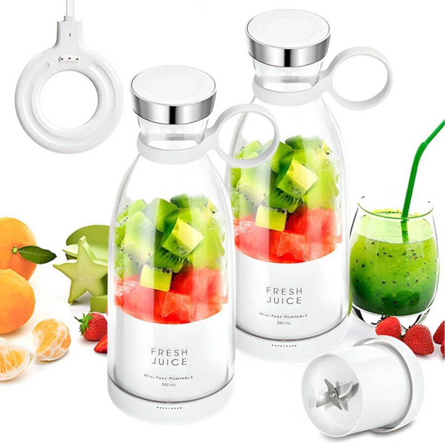 Home & Marker 2 Stuks Blender To Go Draagbare Blender Mini Blender Wit JUCIFY