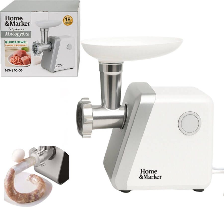 Home & Marker Automatische Vleesmolen en Worstenmaker Gehaktmolen Vlees Molen Gehakt Molen Inclusief Toebehoren 700W MESOMIX