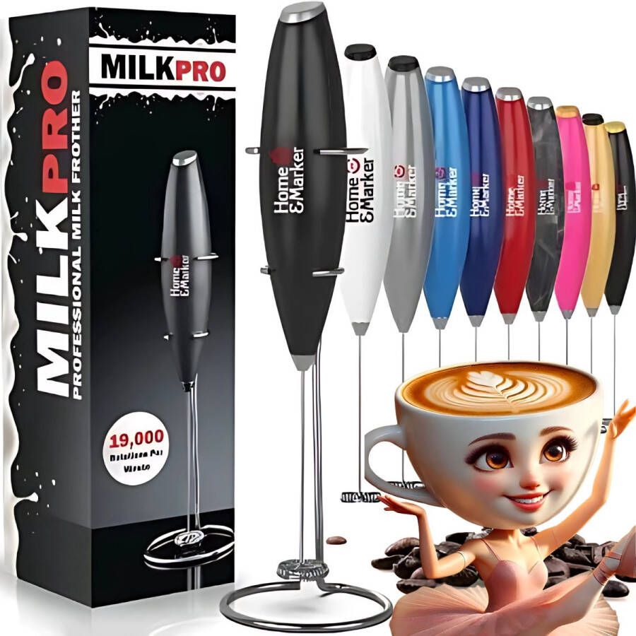 Home & Marker Melkopschuimer Elektrisch Melkschuimer Melk Opschuimer Melk Schuimer Milk Frother Milk Foamer Zwart MILKFROTH