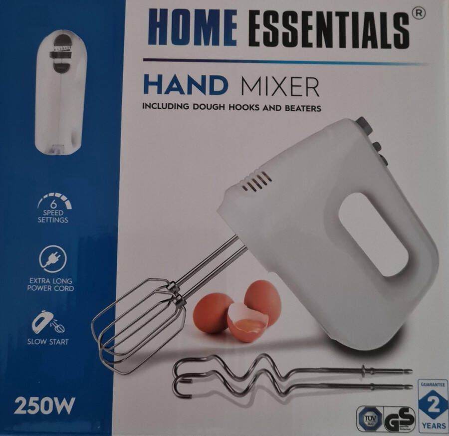 HOME ESSENTIALS Hand Mixer Handmixer 6 snelheden wit