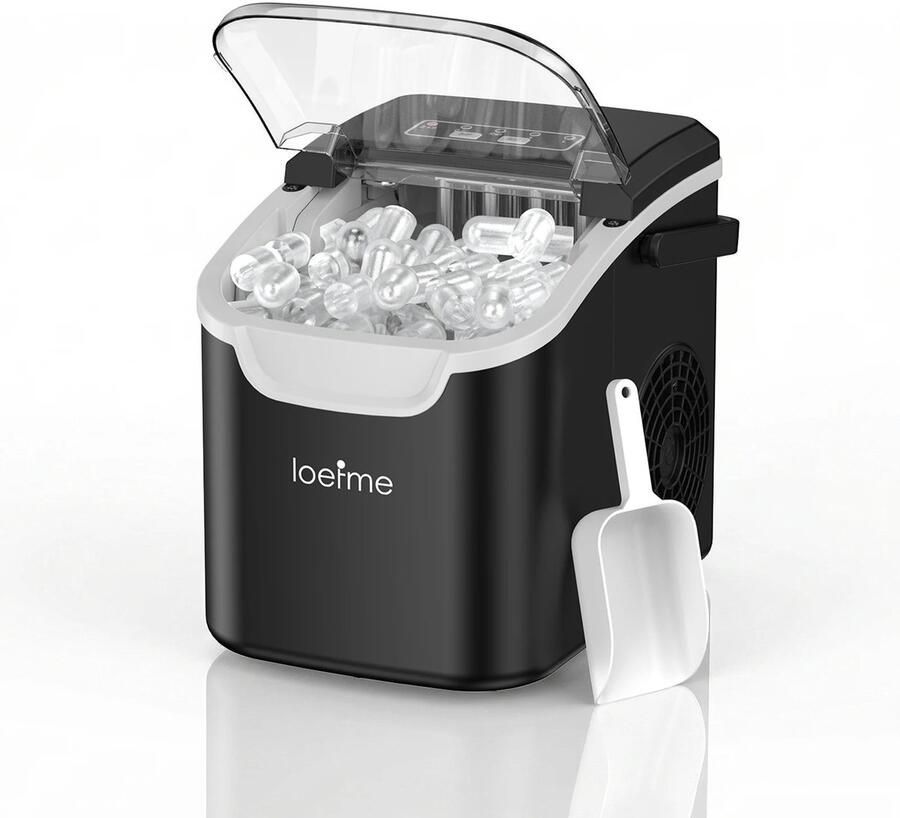 HomeGoodies Ijsblokjesmachine Ijsmachine Ijsblokjesmaker Ijsschep 800 ml Draagbaar Zelfreinigingsfunctie Zwart