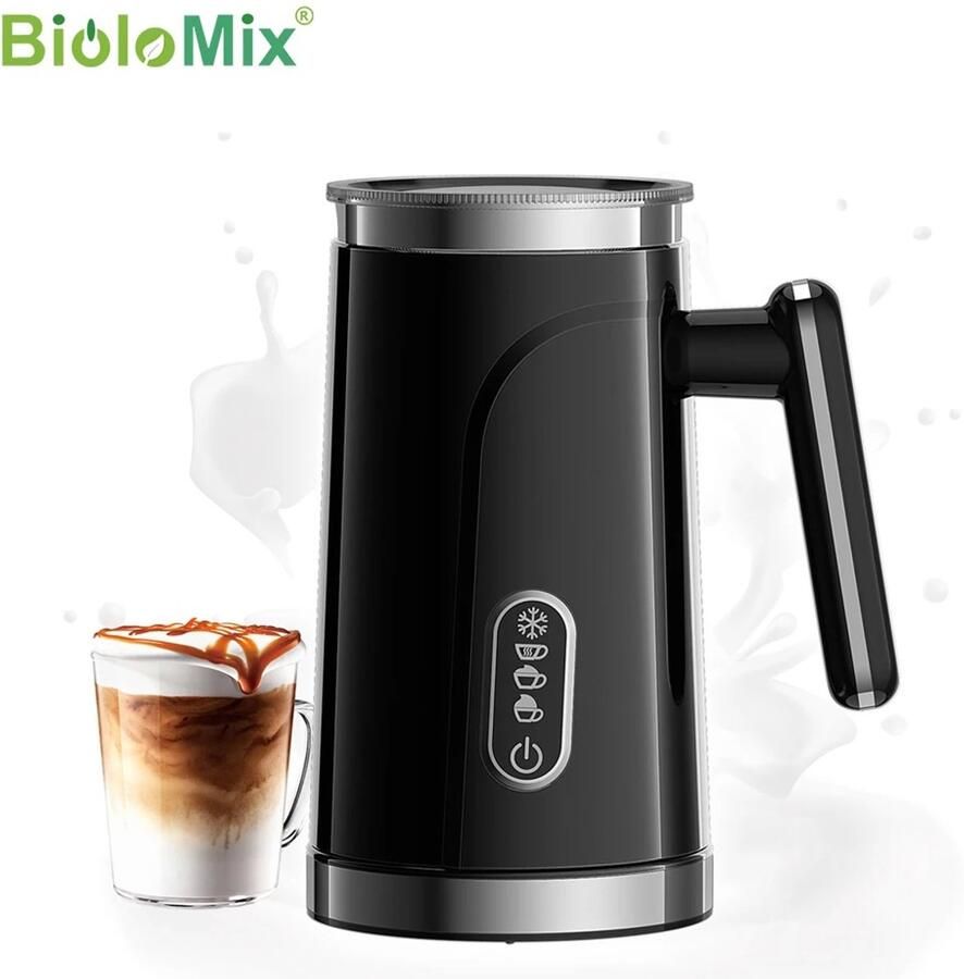 HomeGoodies Melkopschuimer 5-in-1 Melkopschuimkan met Led display 500W Tot 65°C Automatische stop 100-300ml Zwart