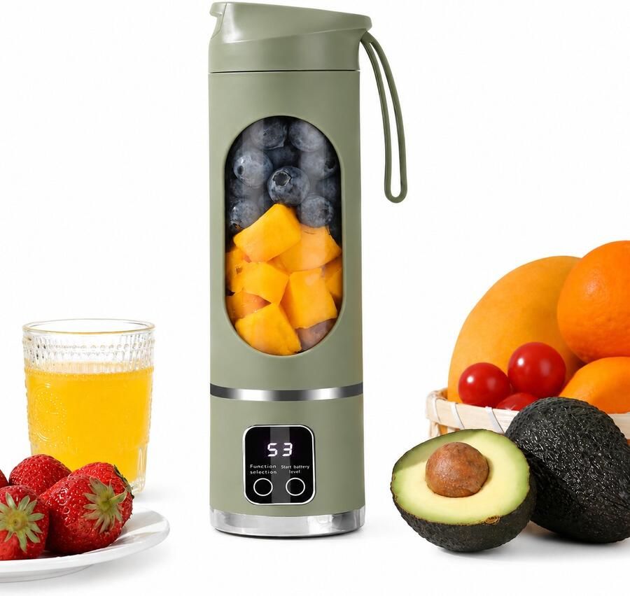 HomeGoodies Smoothie maker Blender Mixer Blender to go 450 ml Groen Draagbare mini mixer -Draadloos USB oplaadbaar