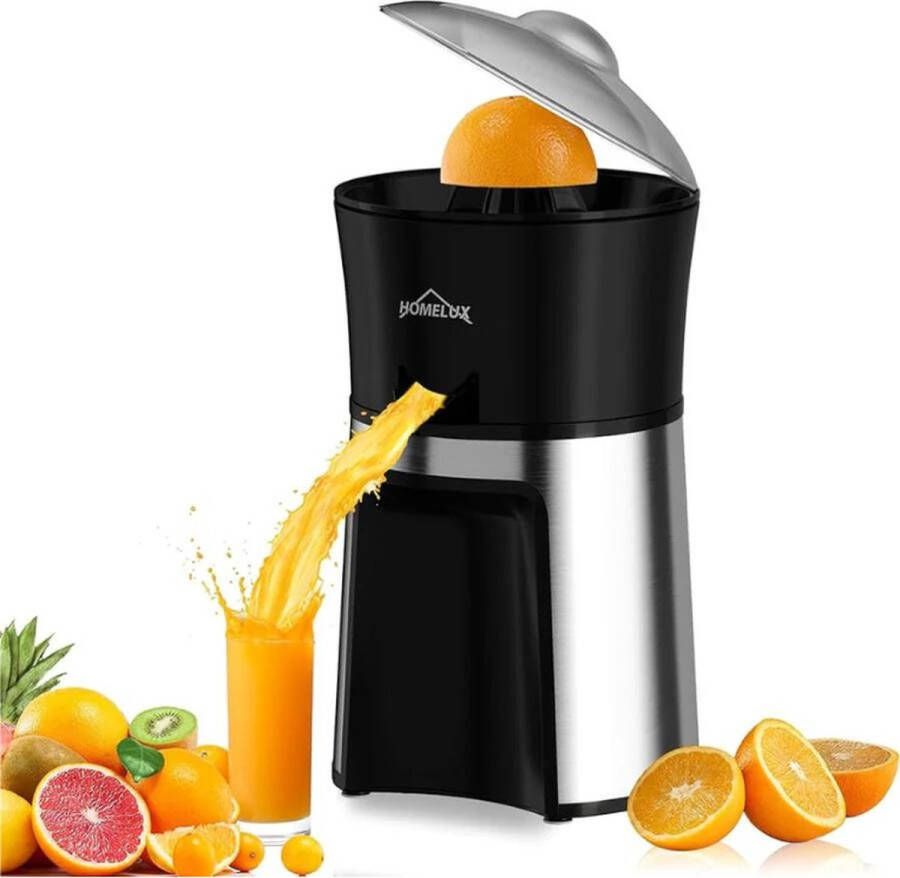 Homelux Elektrische Citruspers – Sinaasappelpers & Citruspers – Sapcentrifuge RVS – Stil & Krachtig – 2 Kegels – Anti-drup – Citruspers Elektrisch voor Sinaasappel Citroen Limoen & Grapefruit – BPA-vrij – Vaatwasserbestendig 500ml 45W