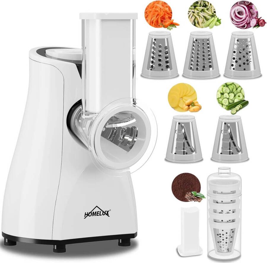 Homelux Elektrische Groentesnijder Multifunctionele Groentesnijder 5 Trommel messen Geraspte kaas Groenten Fruit Groentesnijder Machine-kerst kado
