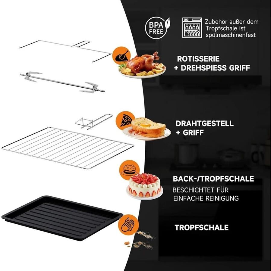 Homelux Mini oven 60L met draaispit timer mini pizza oven 2000W