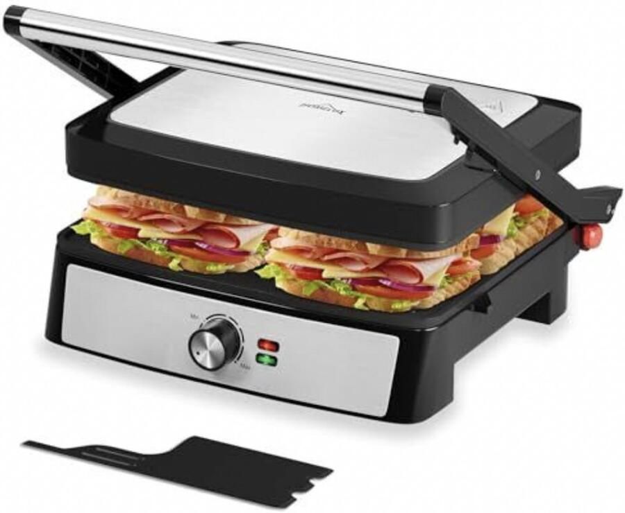 Homelux Tosti apparaat 3 in 1 Multifunctionele grill voor panini's 34x23CM 2200W Contactgrill Steaks en sandwiches Sandwichmaker Panini-grill en broodrooster