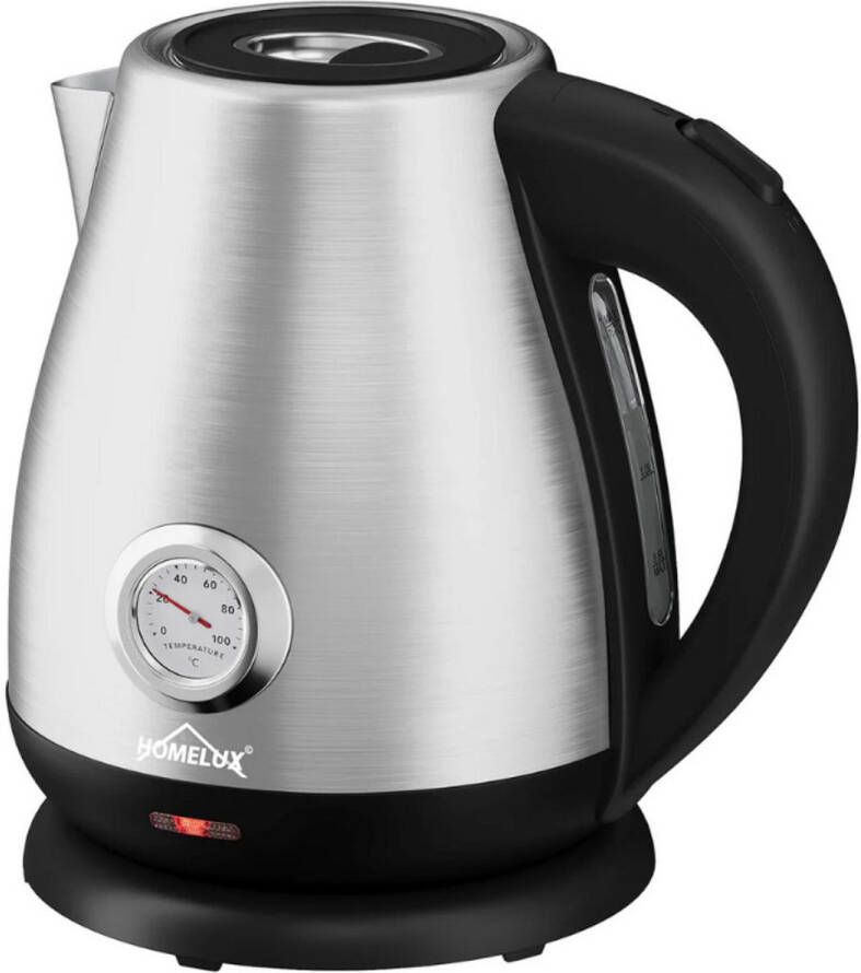 Homelux Waterkoker Waterkokers RVS Waterkoker met thermometer RVS 2200W Electrische Waterkoker RVS Zilver BPA vrij Waterkoker