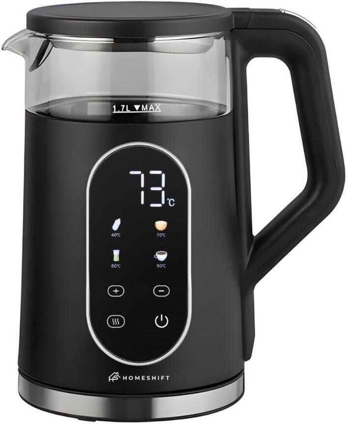 HomeShift Waterkoker met Temperatuurregeling Warmhoudfunctie Dubbelwandig Elektrisch 1 7 Liter 2200W Zwart - Foto 2