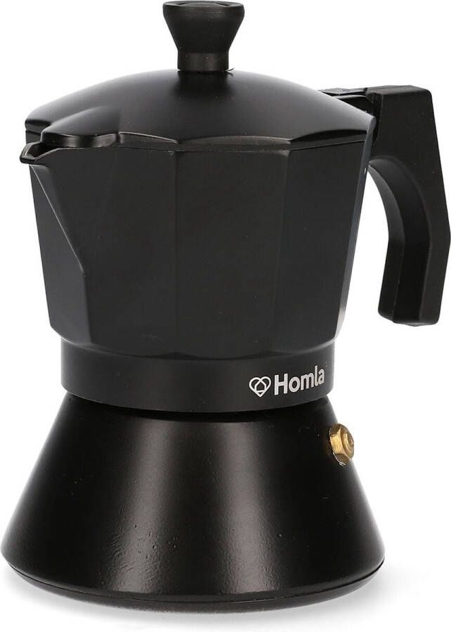 Homla Mia mokka espresso maker voor 3 kopjes voor heerlijke koffie espresso koffiezetapparaat gasfornuizen & inductiekookplaten aluminium zwart