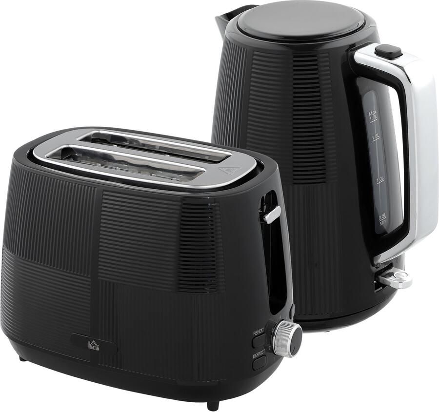Homona Ontbijtset met waterkoker en broodrooster 1 7 L 2200 W Met 7 bruiningsstanden Zwart Zilver