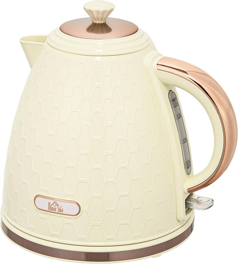 Homona Waterkoker 1 7 liter 2200 W Met filter en 360° draaibare basis Met droogkookbeveiliging en automatische uitschakeling 24 2 x 19 5 x 23 4 cm Beige Roze