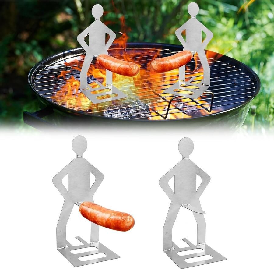 Hotdoghouder Roestvrij Staal Compact en Lichtgewicht Grappig Design Voor BBQ en Picknick