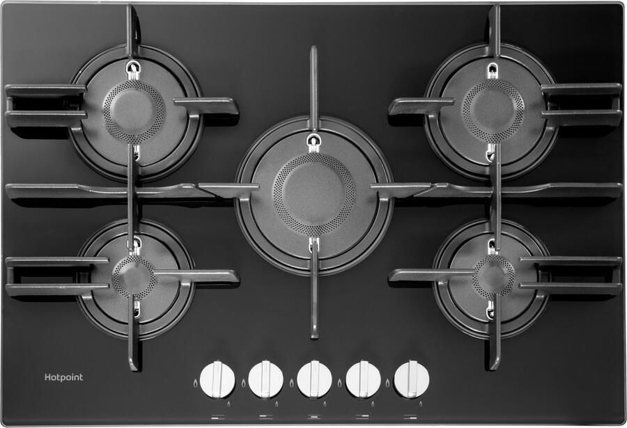 Hotpoint-Ariston Hotpoint FTGHG 751 D HA(BK) Zwart Ingebouwd 75 cm Gaskookplaat 5 zone(s)