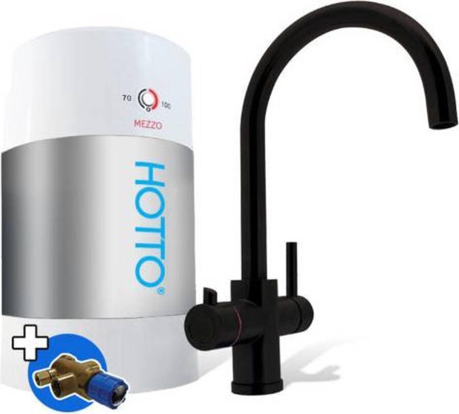 Hotto Kokend water kraan Combiset 5 liter Inhoud Met Arco kraan Zwart complete set inclusief installatie materiaal - Foto 1