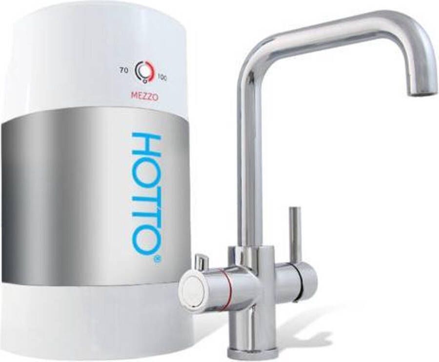 Hotto Kokend water kraan Soloset 5 liter Inhoud Met Quadro kraan chroom complete set inclusief installatie materiaal