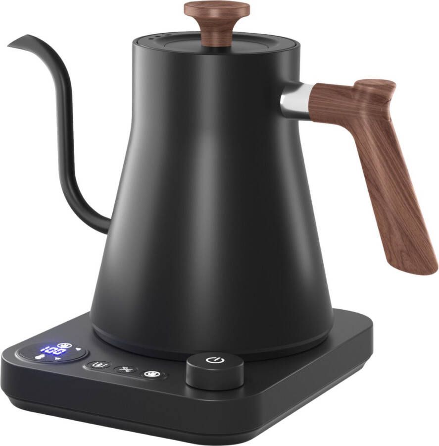House of Husk Gooseneck Waterkoker Slow Coffee Kettle Heet Water Ketel Temperatuurregeling Warmhoud Functie 1000 ml Zwart