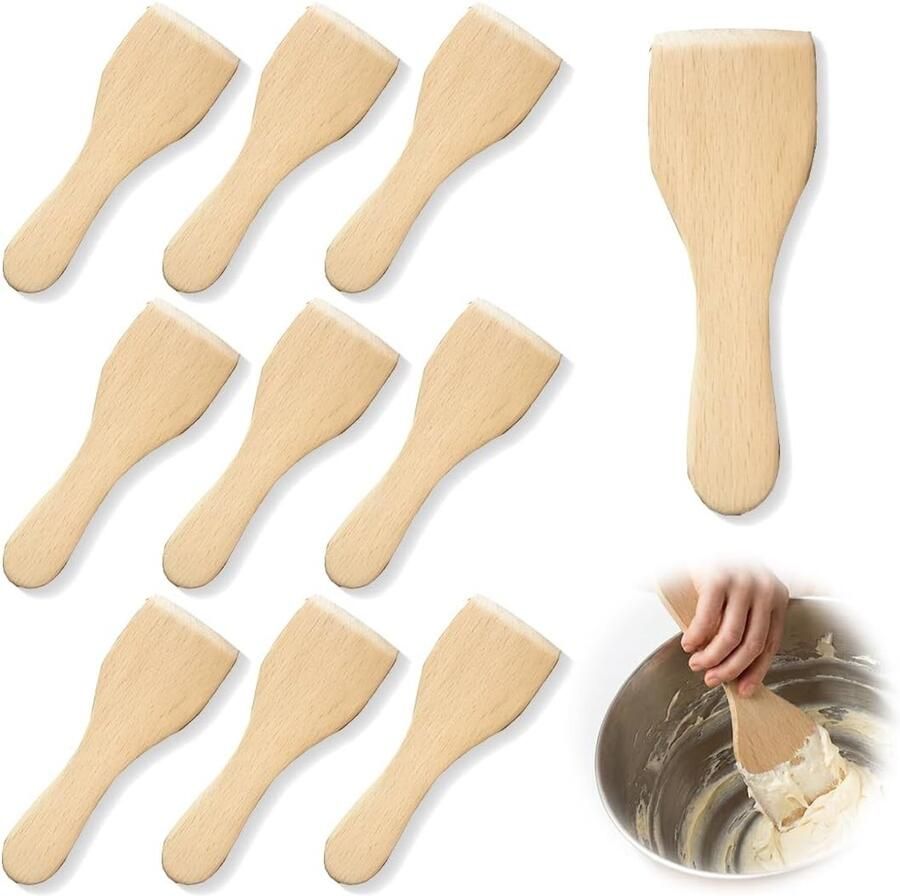 Houten Racletteschraper Set Hout 10 Stuks Hittebestendig en Veilig voor Antiaanbakpannen Voor Barbecue en Gourmet