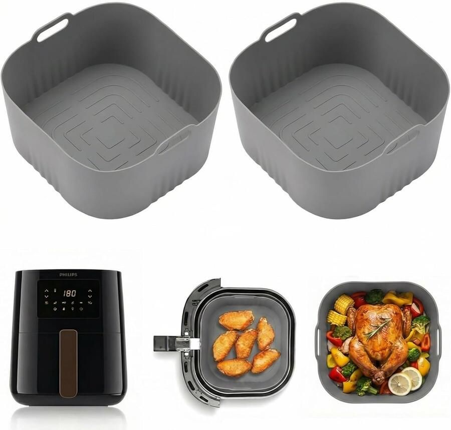 HSMHLYYB 2 stuks siliconen vormen heteluchtfriteuse accessoires herbruikbare airfryer-accessoires Air Fryer accessoires siliconen bakvorm voor heteluchtfriteuse accessoires 4 1 l (HD9200 HD9252 HD9255