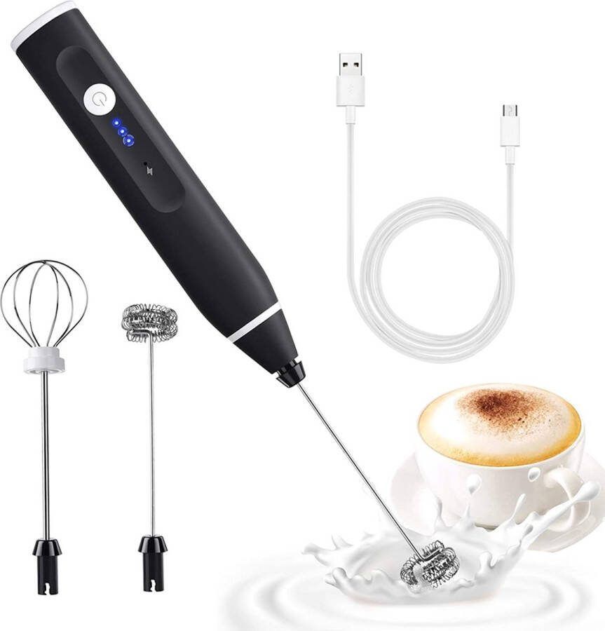 Elektrische melkopschuimer met dubbele klopper USB-oplaadbaar garde opschuimer voor koffie latte cappuccino crème macchiato eieren - Foto 2