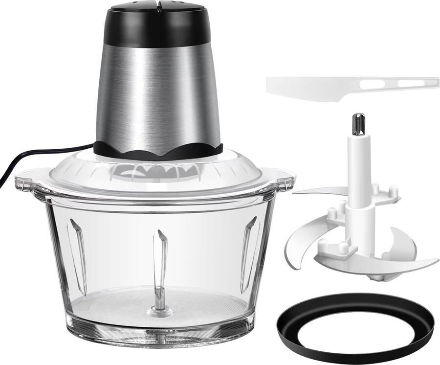 Hutjemutje foodprocessor keukenmachine hakmolen 2L multifunctionele kleine keukenmachine met 2 snelheden & 4 messen