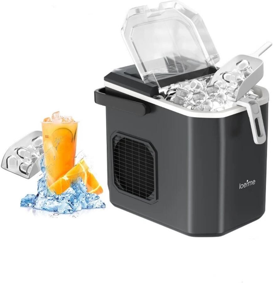 Hutjemutje ijsblokjesmachine ijsmachine ijsblokjesmaker 0 8L 12kg 24 uur ijsmand & ijsschep zelfreinigingsfunctie zwart