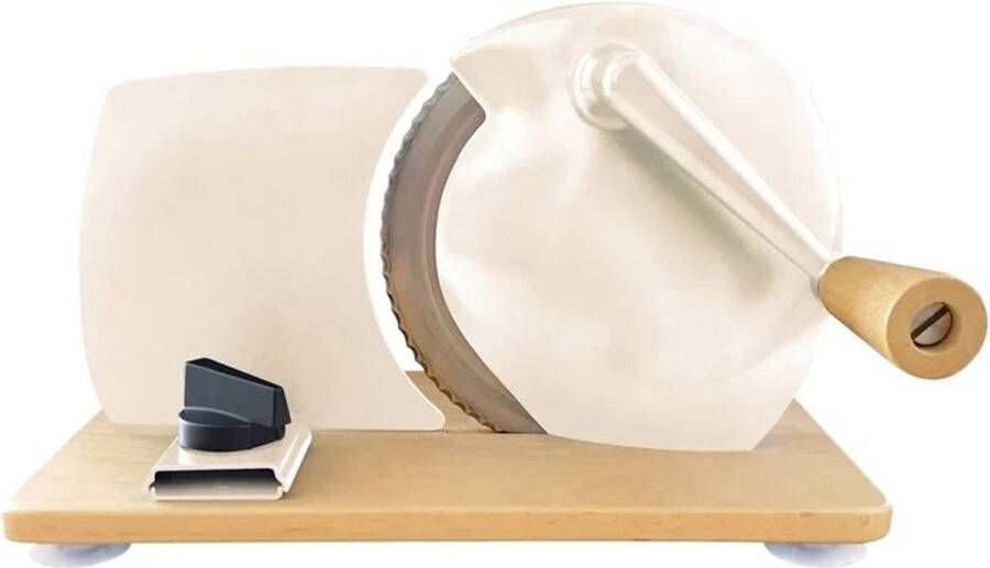 I-ron Jupiter broodsnijmachine manueel met houten afwerking creme