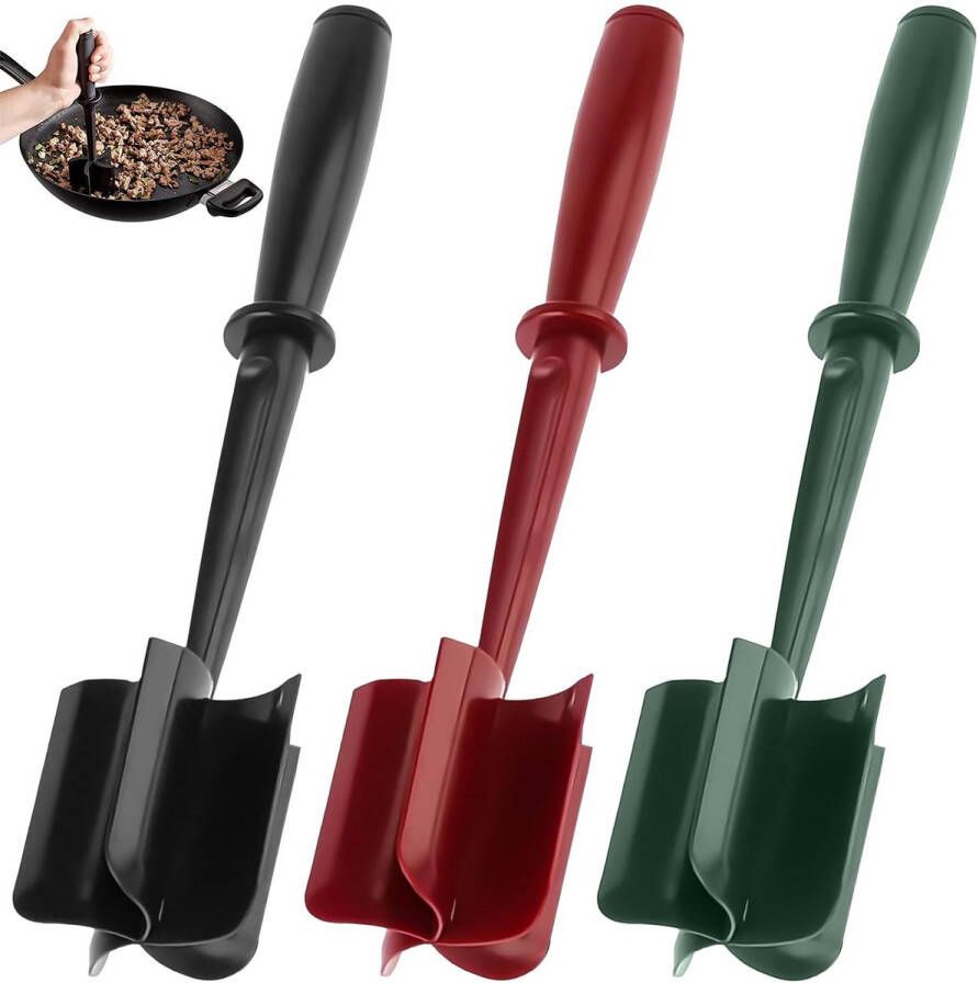 Ibenzoa Drie Stuks Multifunctionele Vleesmolen met Hittebestendige Stamper Perfect voor Vlees Groenten en Kalkoen